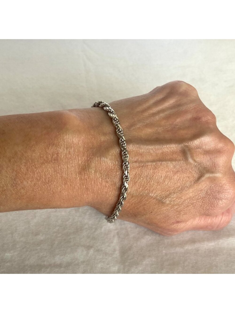 Sterling Silver 925 SU Italy Unisex 3.5MM Rope Chain Bracelet 8”